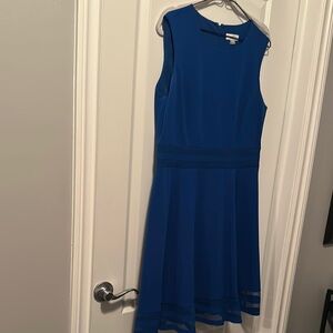 Calvin Klein Blue Sleeveless A-Line Midi Dress